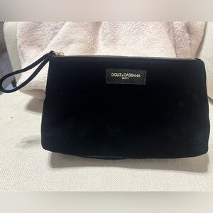 Dolce & Gabbana Black Velvet Wristlet Cosmetic Pouch